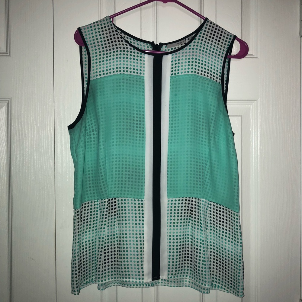 Halogen sleeveless Blouse mint/black/white